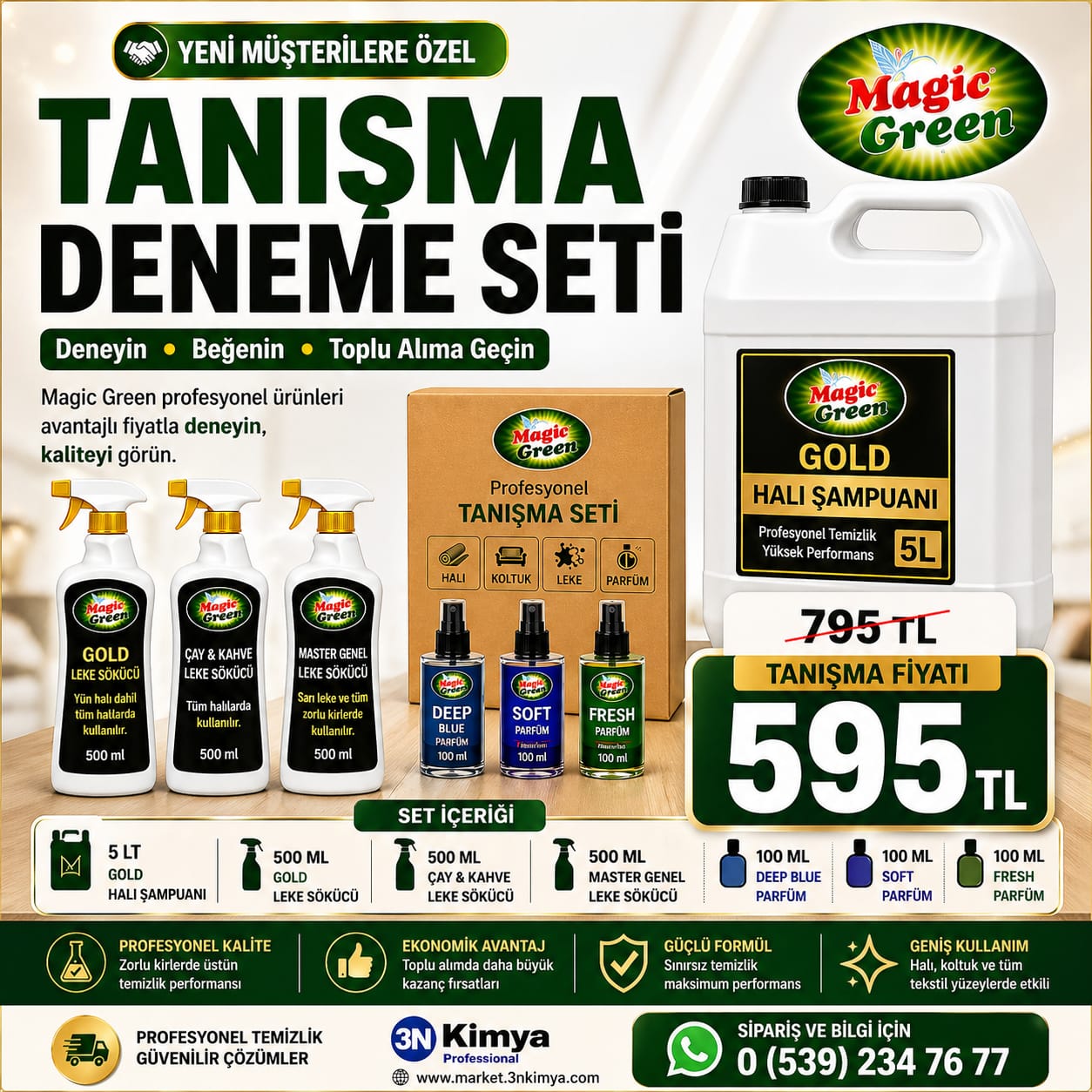 GOLD ÇOK AMAÇLI HALI ŞAMP ( TANIŞMA DENEME SETİ )